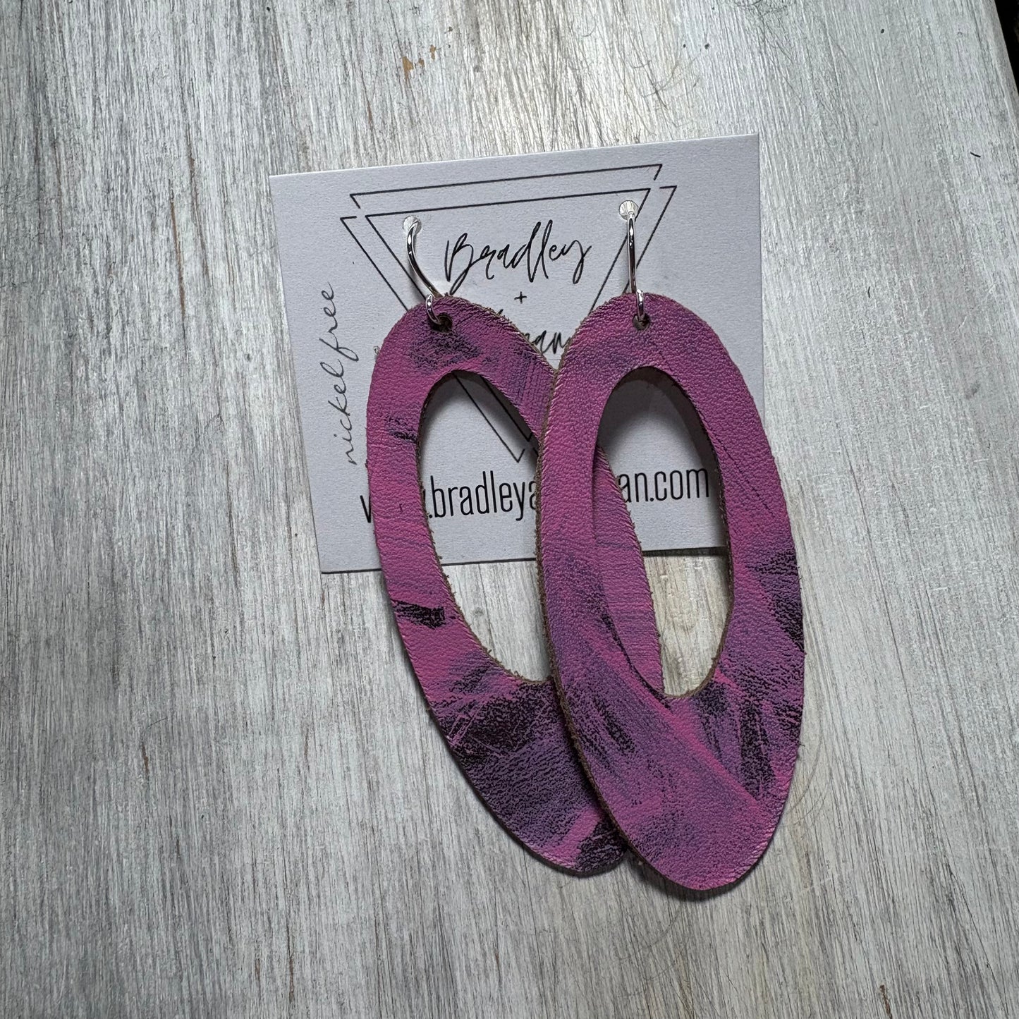 Pink Graffiti Style Leather Earring Collection