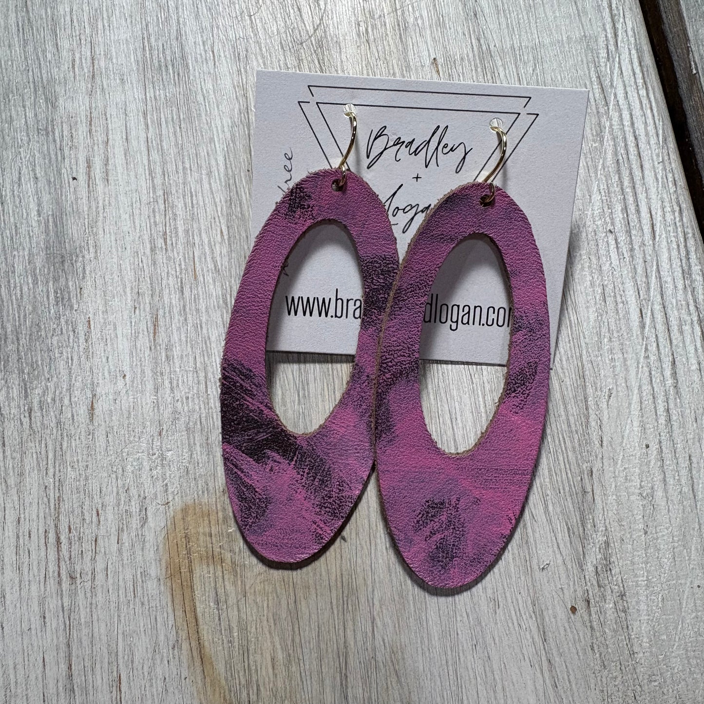 Pink Graffiti Style Leather Earring Collection