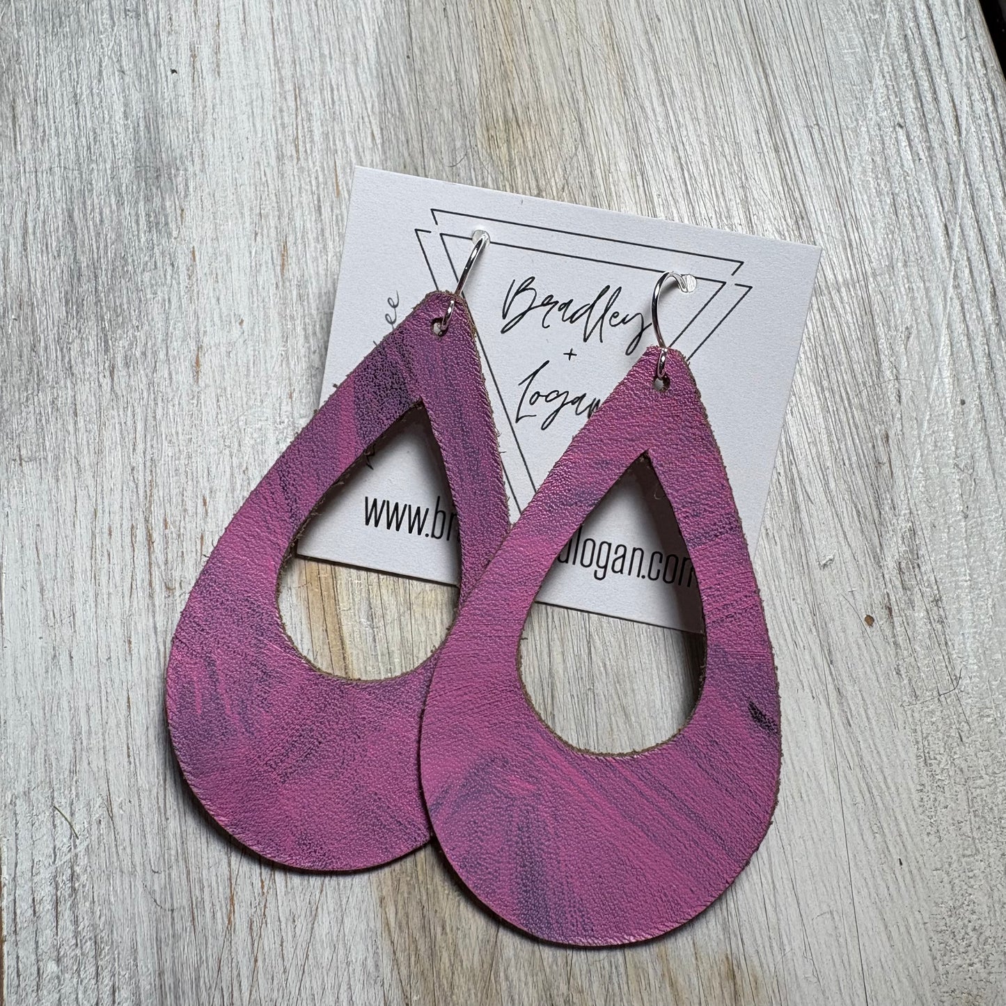 Pink Graffiti Style Leather Earring Collection