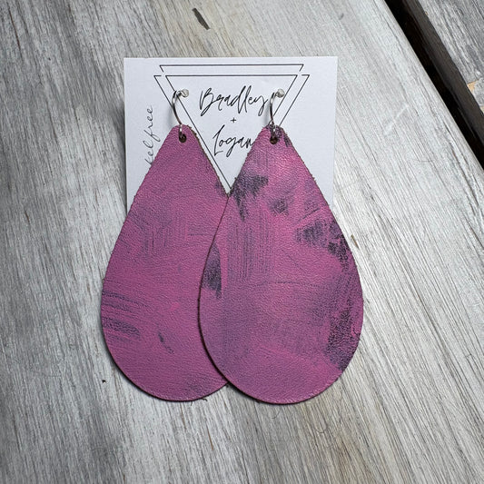 Pink Graffiti Style Leather Earring Collection