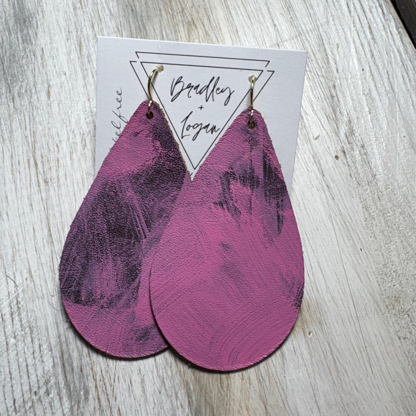 Pink Graffiti Style Leather Earring Collection
