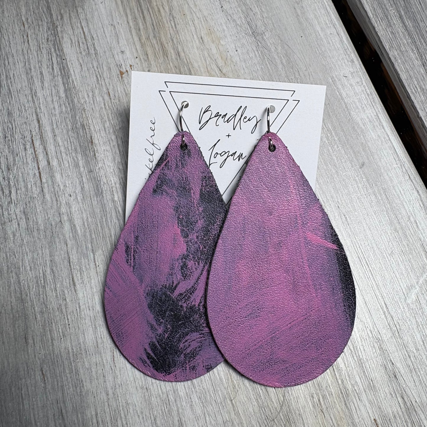 Pink Graffiti Style Leather Earring Collection