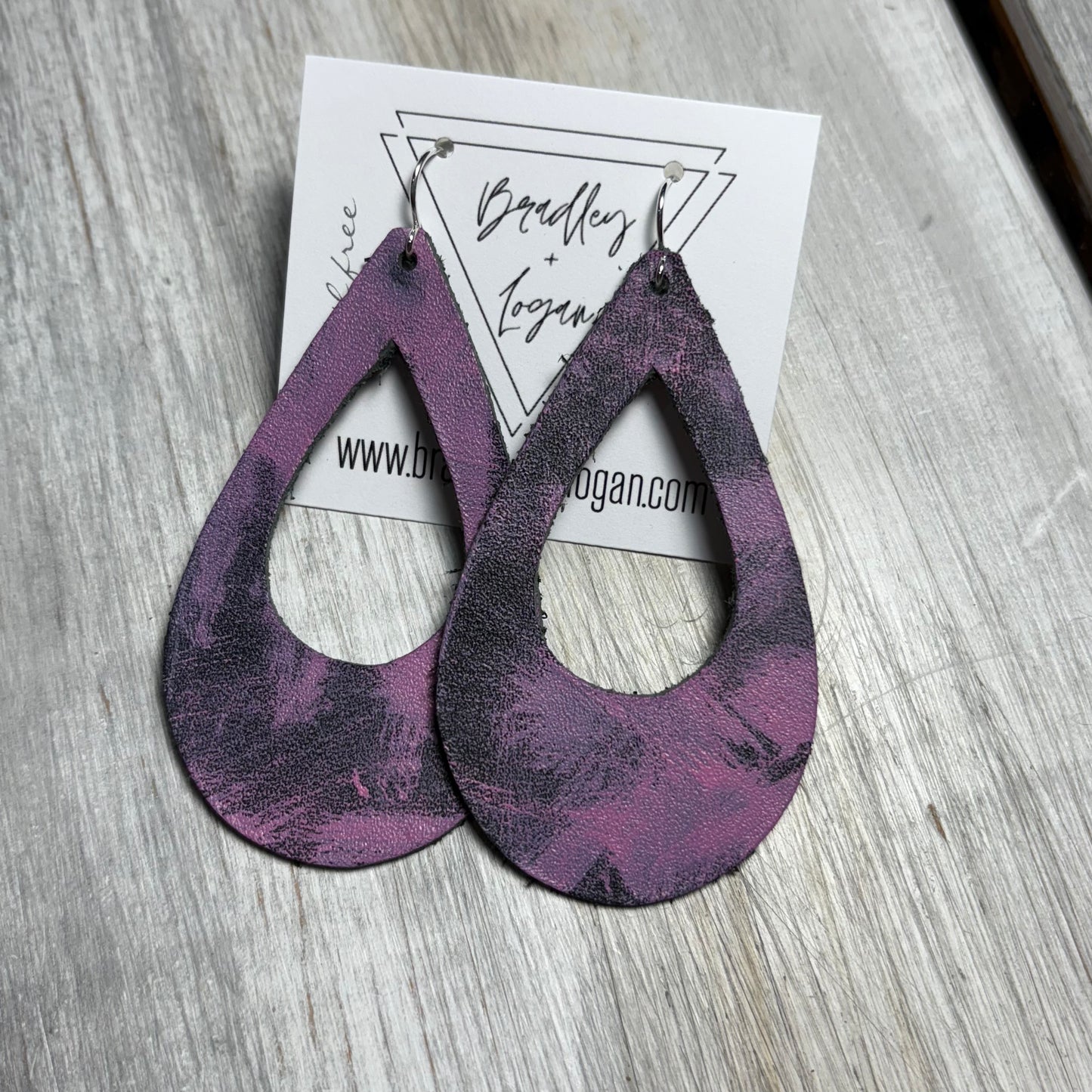 Pink Graffiti Style Leather Earring Collection