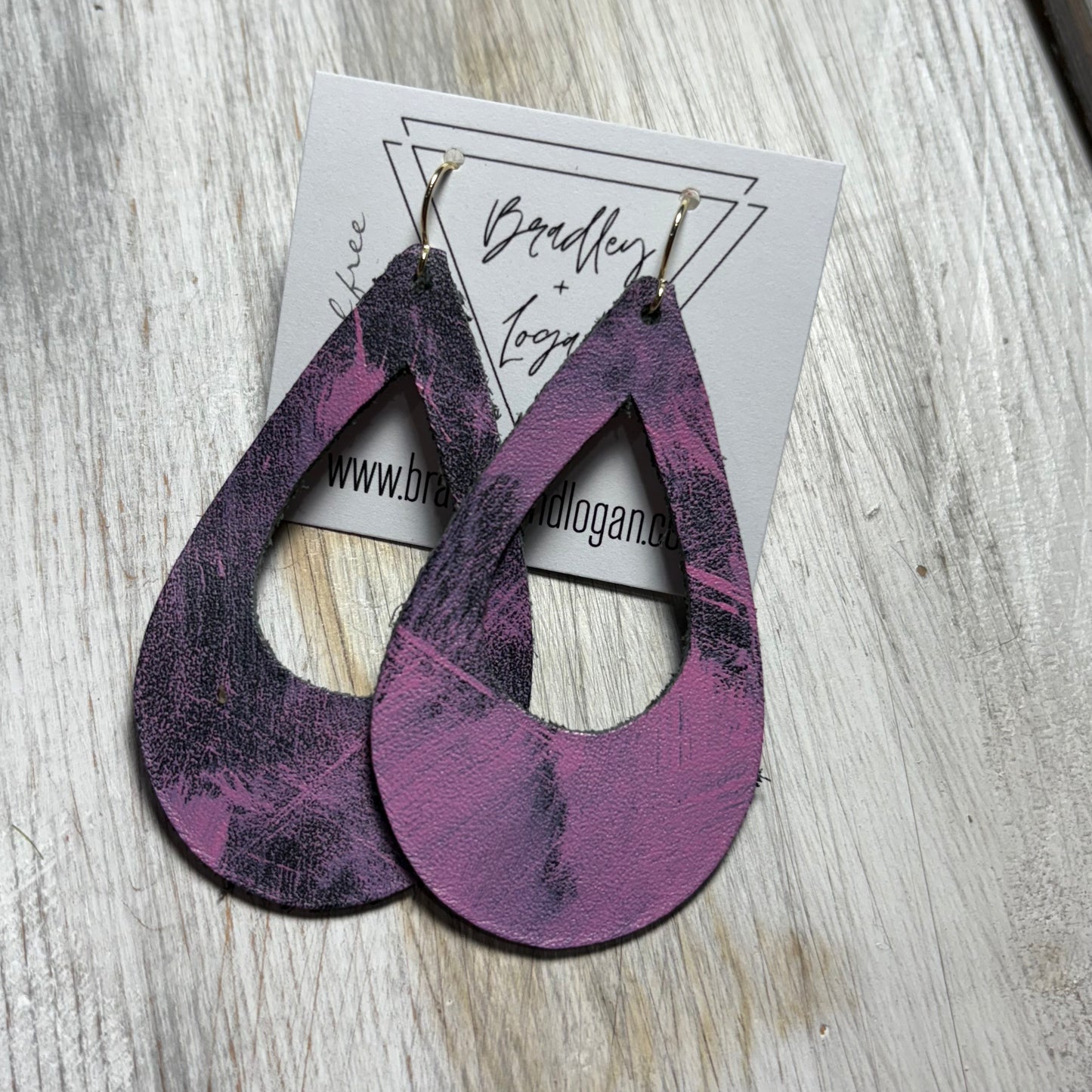 Pink Graffiti Style Leather Earring Collection