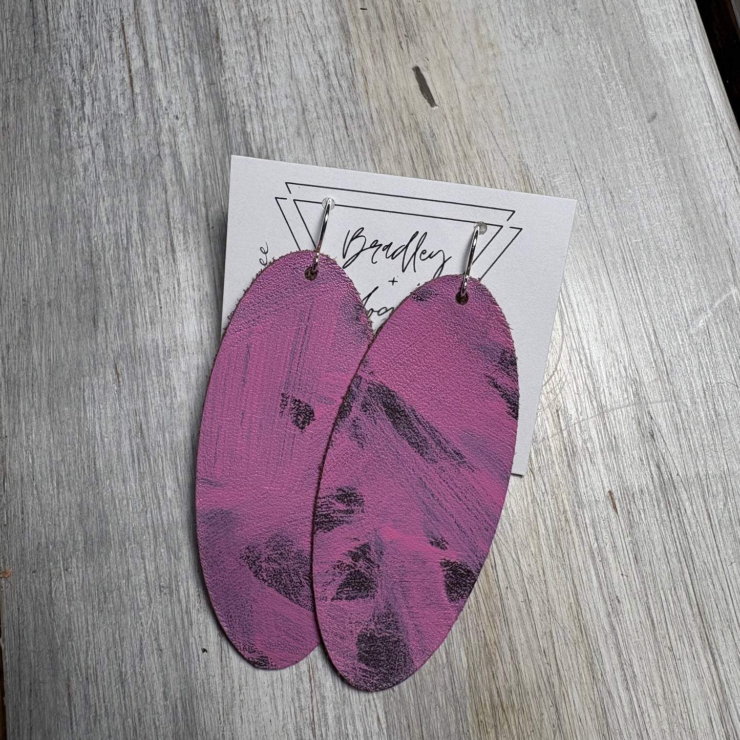 Pink Graffiti Style Leather Earring Collection