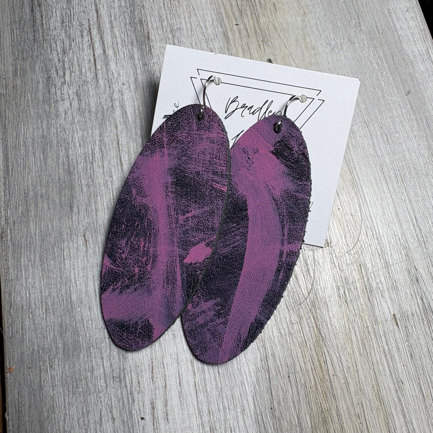 Pink Graffiti Style Leather Earring Collection