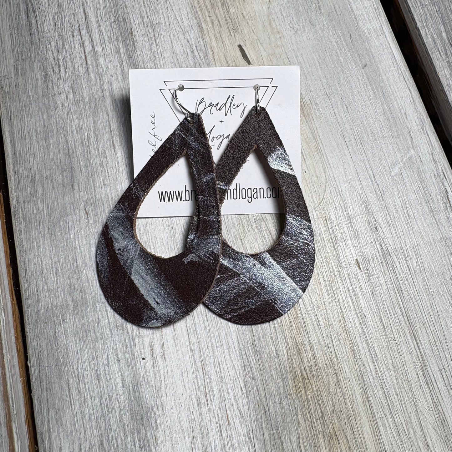 Silver Graffiti Style Leather Earring Collection