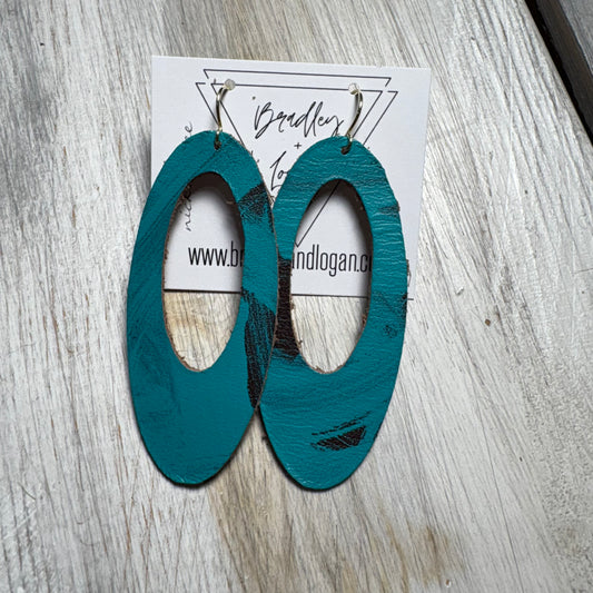 Turquoise Graffiti Style Leather Earring Collection