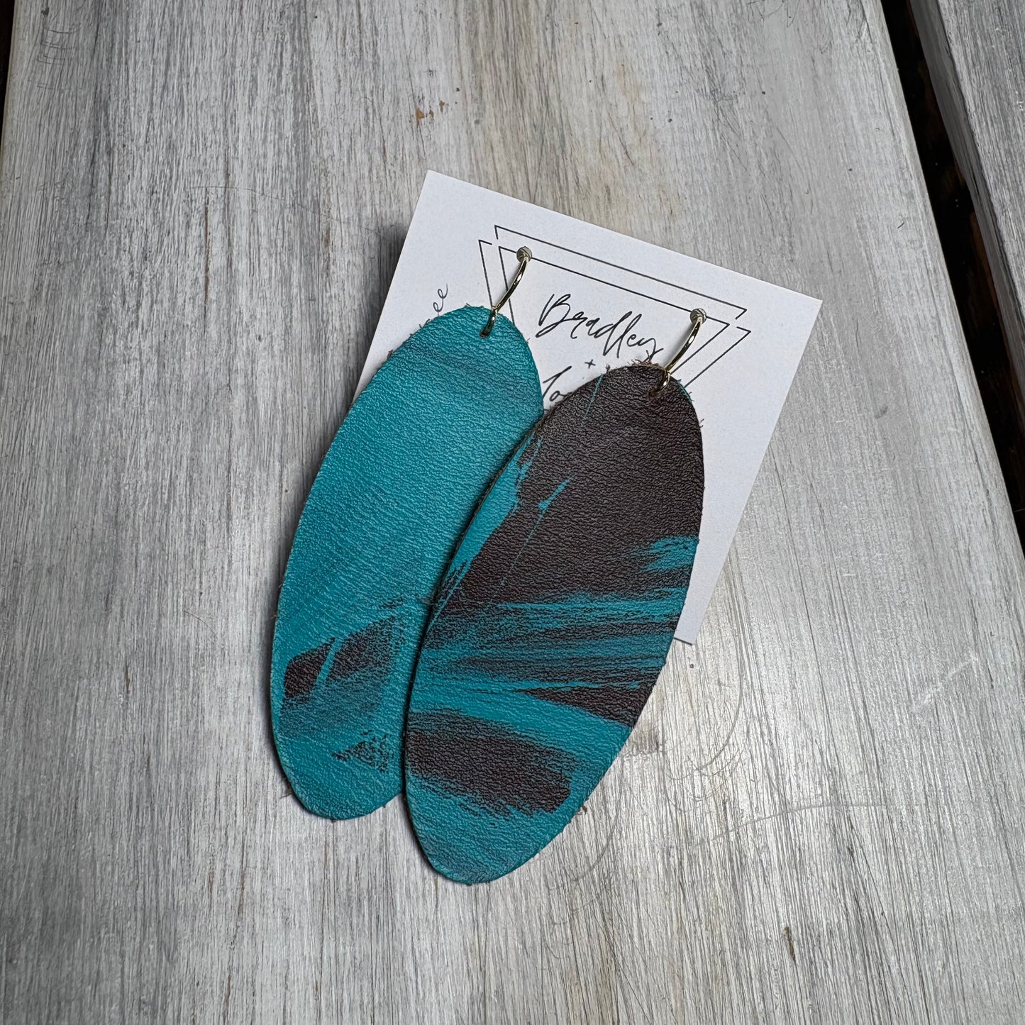 Turquoise Graffiti Style Leather Earring Collection