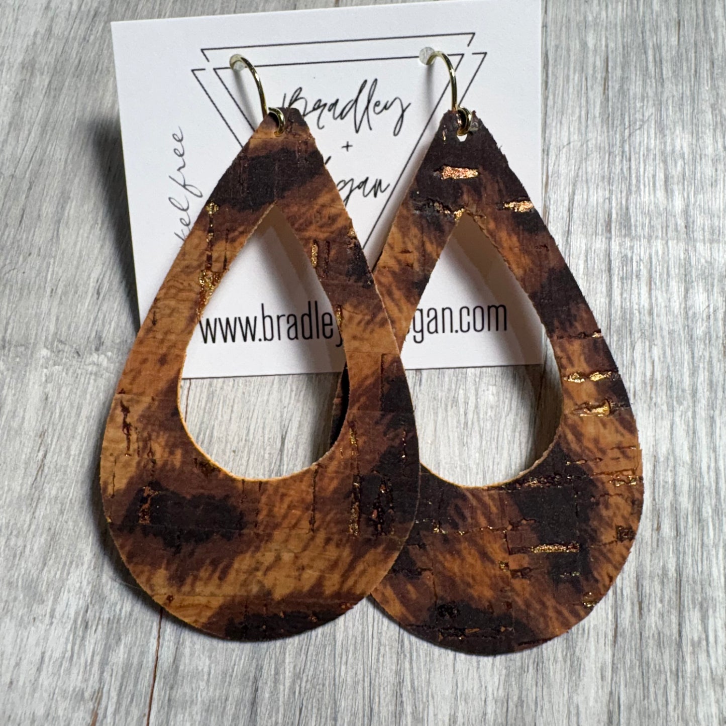 Brushed Leopard Cork Earring Collection - Large Size