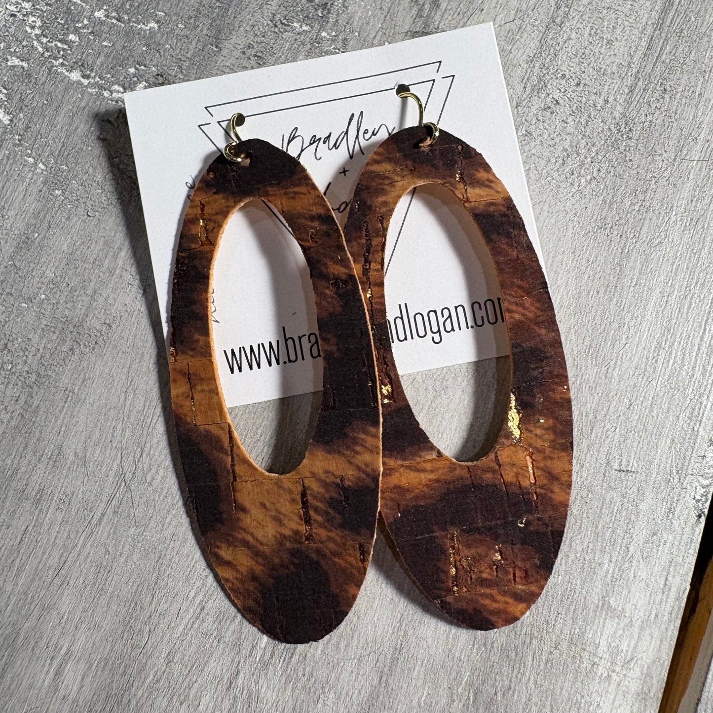 Brushed Leopard Cork Earring Collection - Large Size