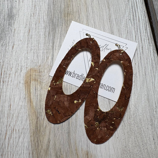Mocha Cork with Gold Flake Earring Collection - Large Size