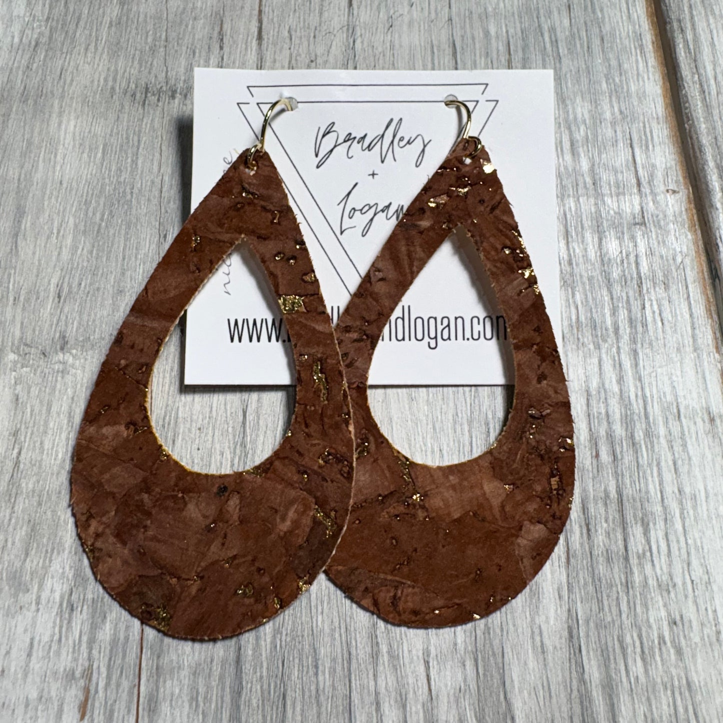Mocha Cork with Gold Flake Earring Collection - Large Size