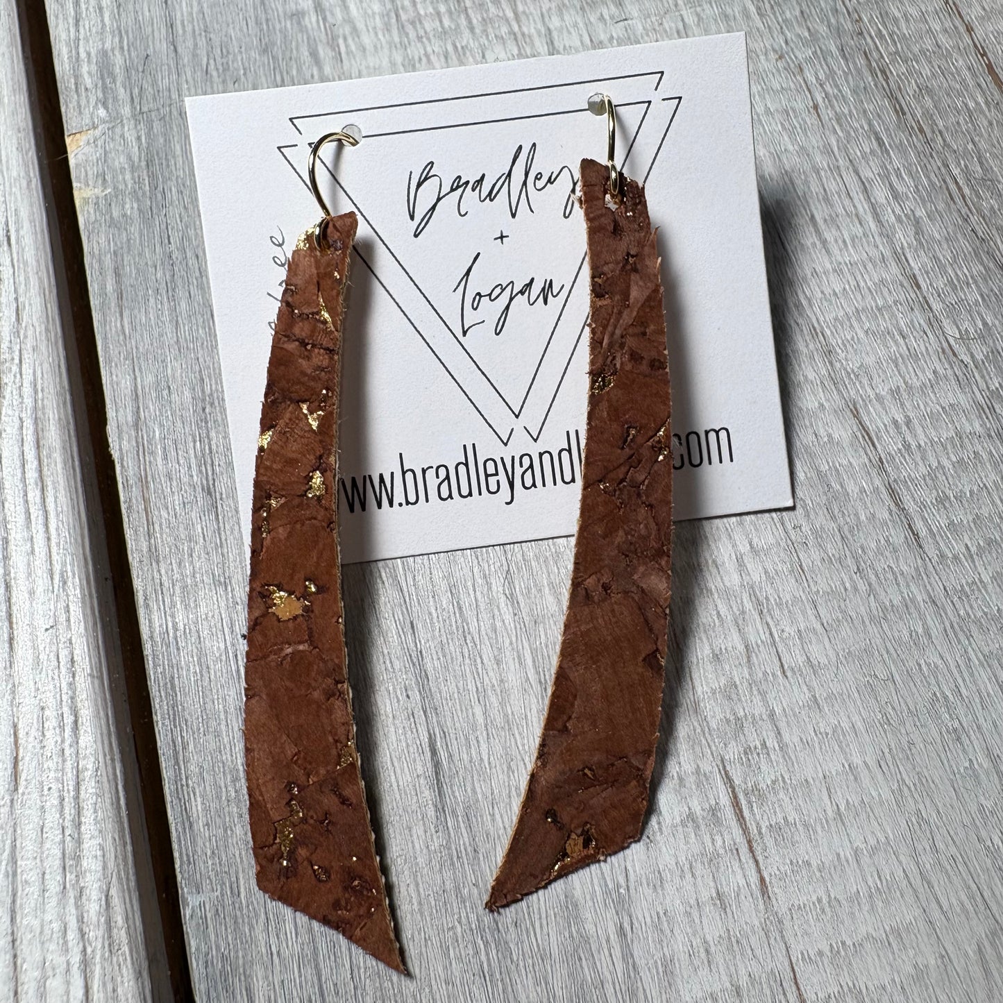 Mocha Cork with Gold Flake Earring Collection - Large Size