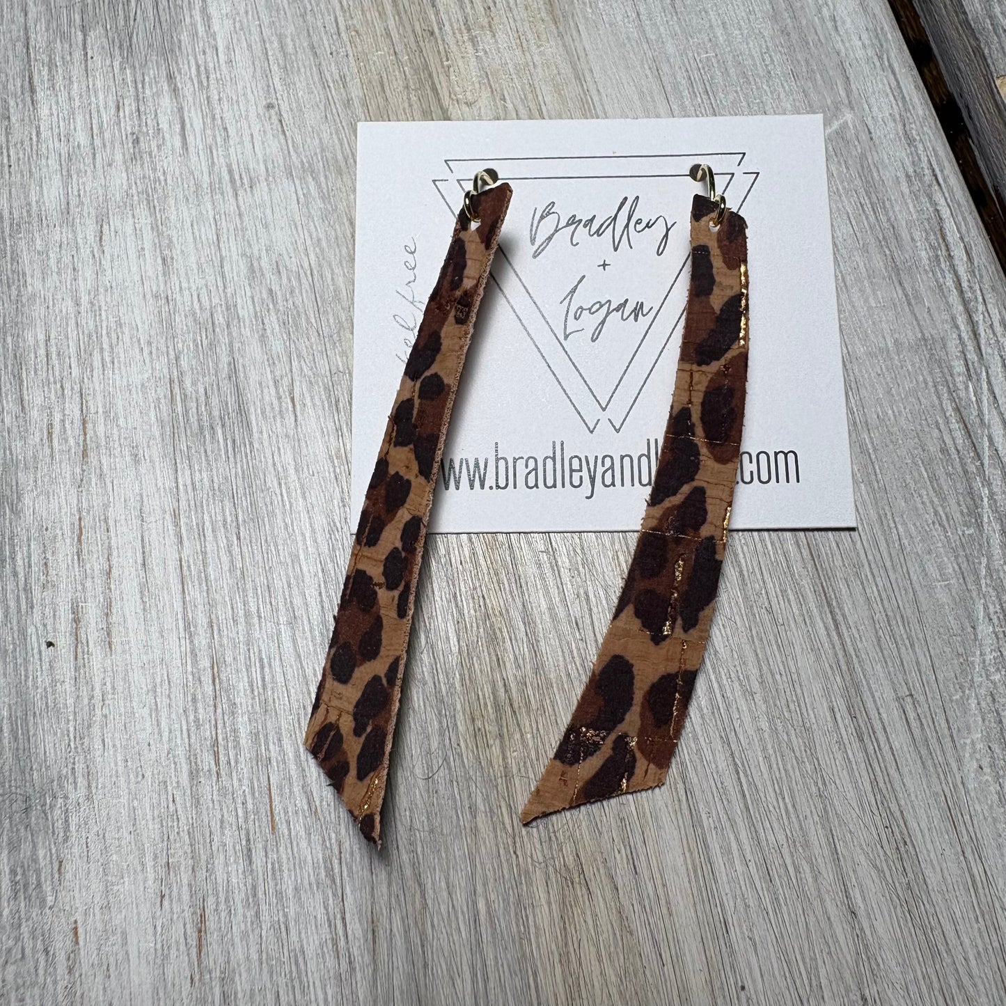 Small Print Leopard with Gold Flake Cork Earring Collection - Large Size