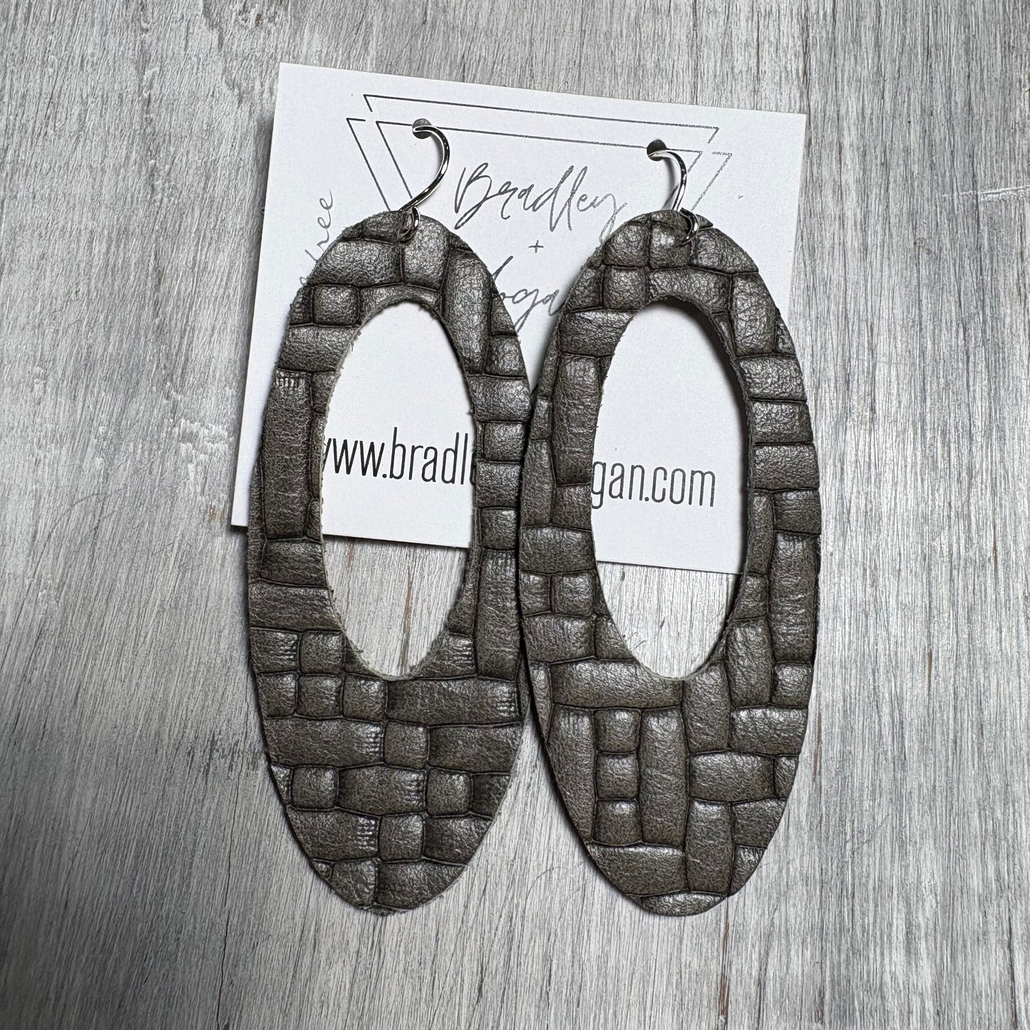 Gray Woven Leather Earring Collection - Large Size