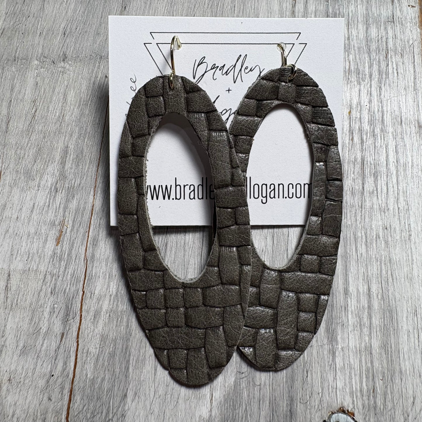 Gray Woven Leather Earring Collection - Large Size