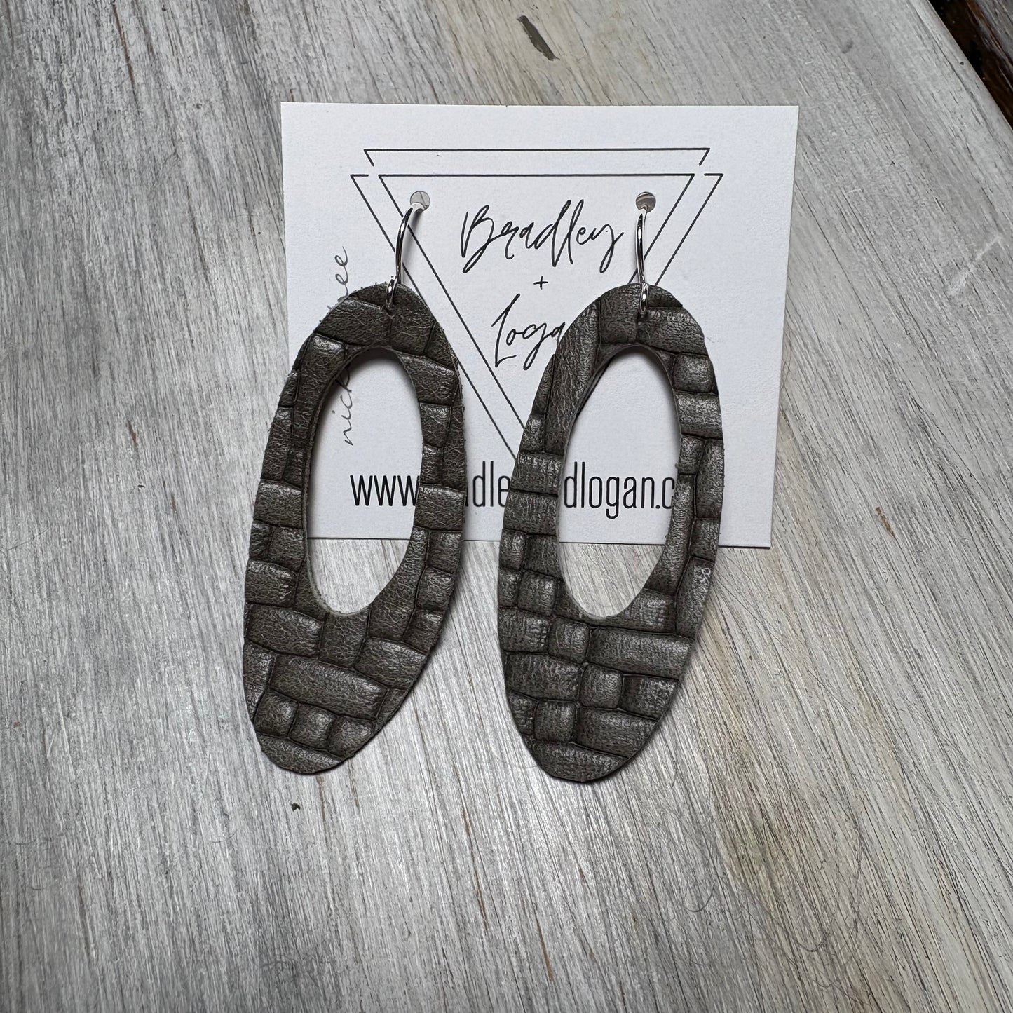 Gray Woven Leather Earring Collection - Small Size