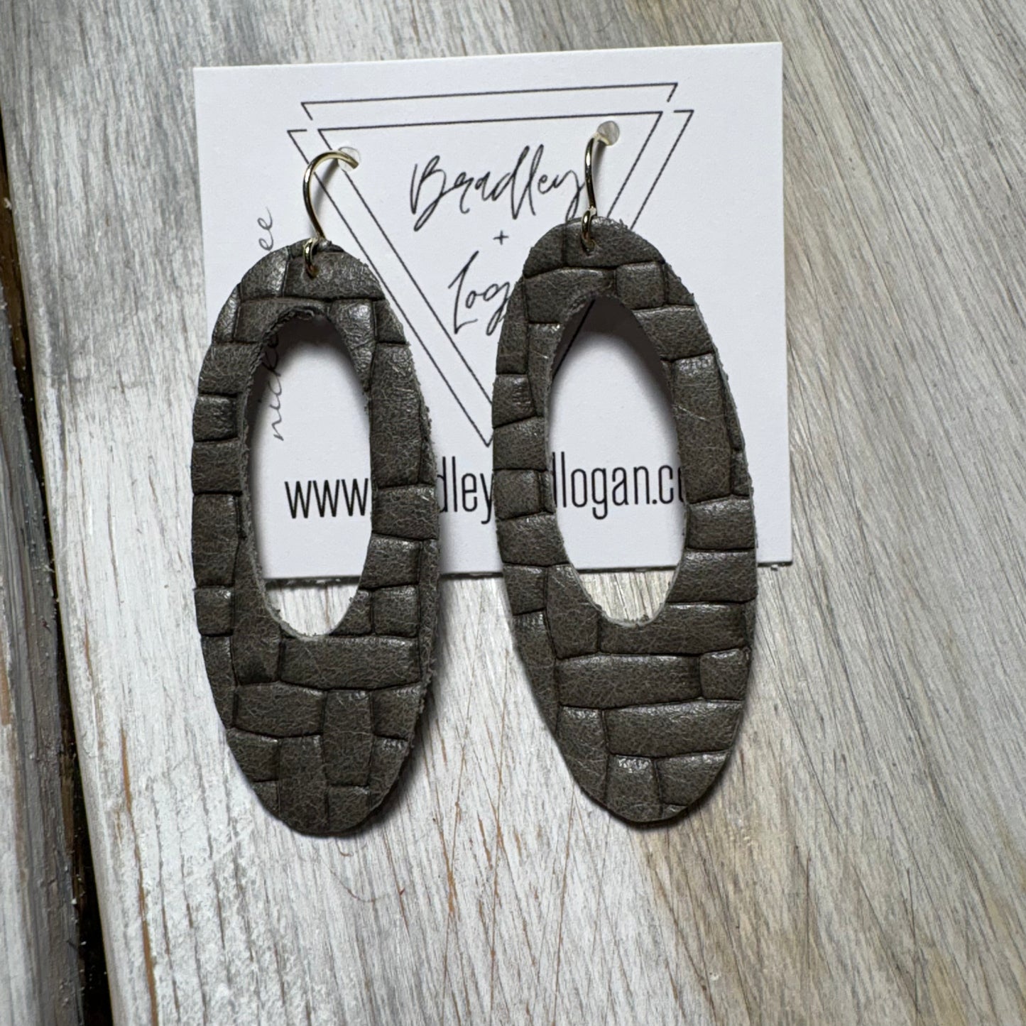 Gray Woven Leather Earring Collection - Small Size
