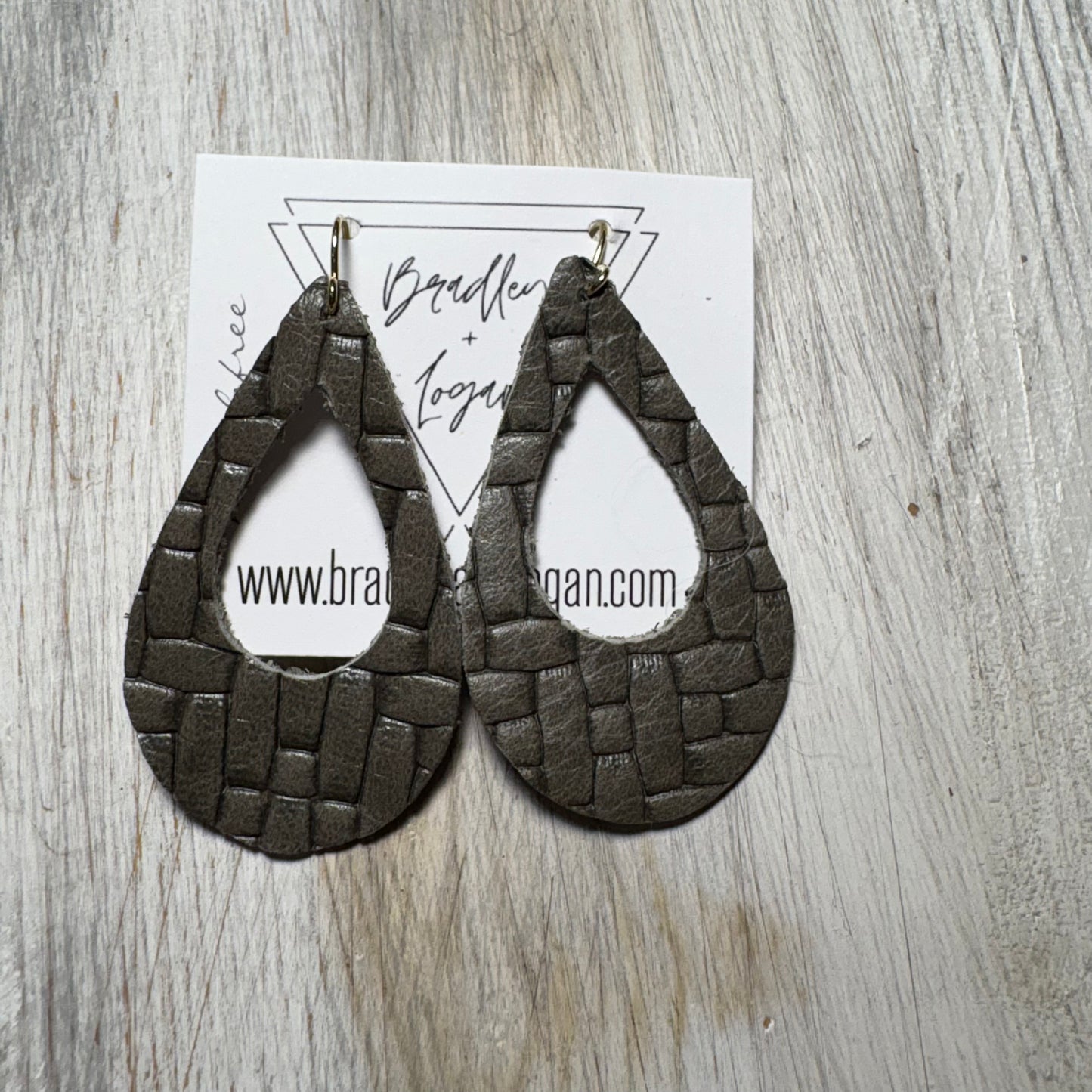 Gray Woven Leather Earring Collection - Small Size
