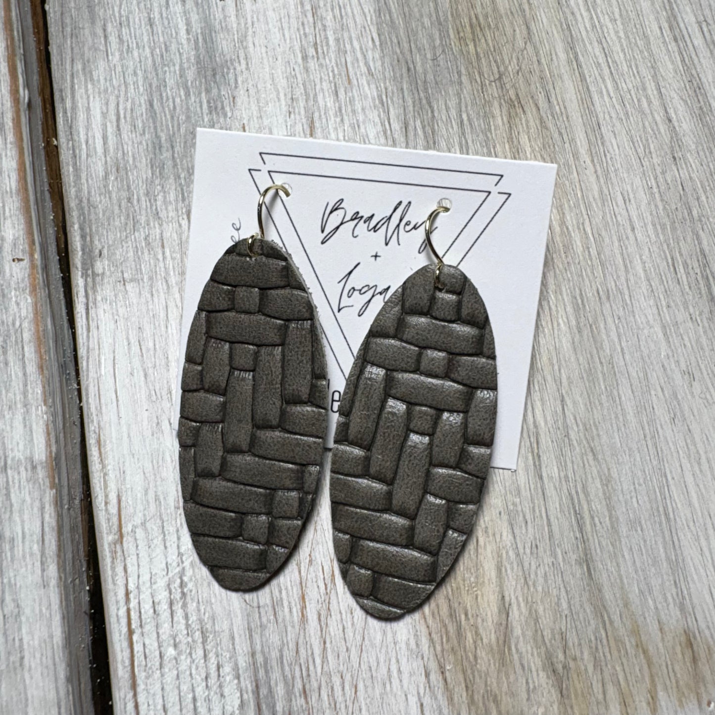 Gray Woven Leather Earring Collection - Small Size