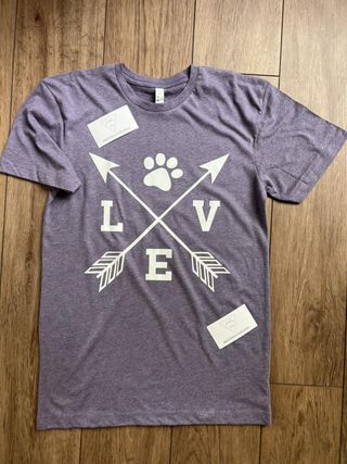 LOVE with arrows and paws