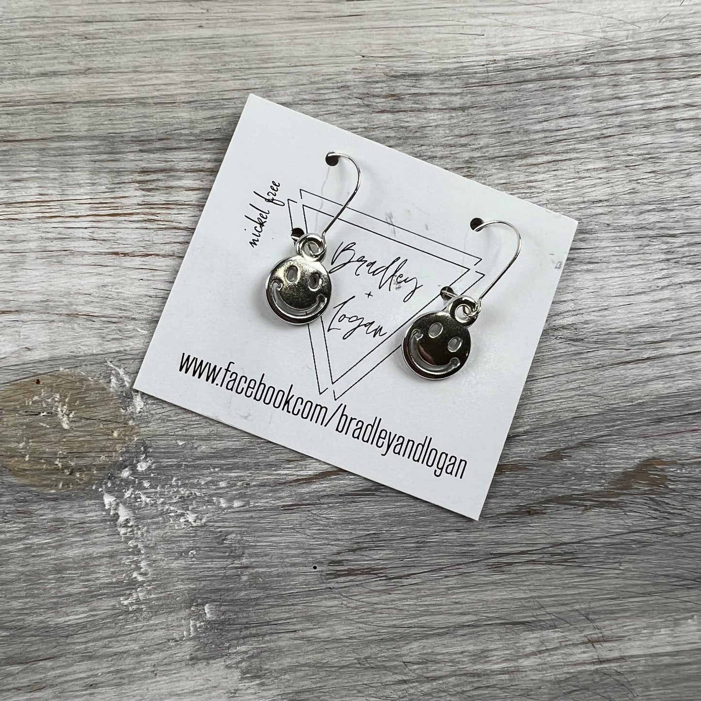 Silver Smiley Face Earrings