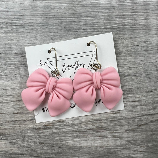 Pretty In Pink Bow Earrings