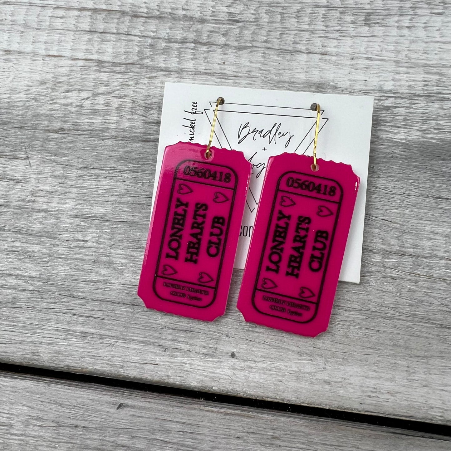 Lonely Hearts Club Ticket Earrings