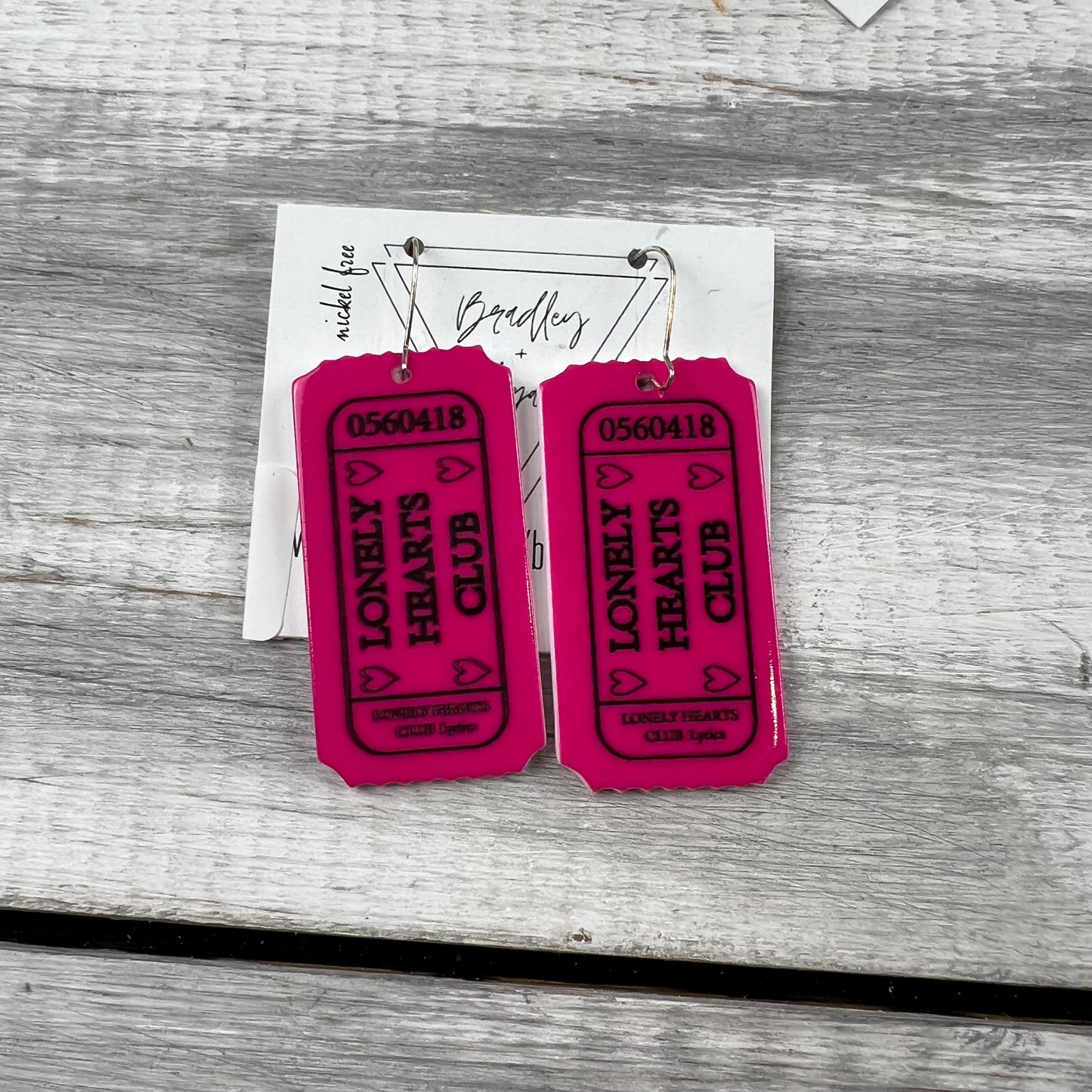 Lonely Hearts Club Ticket Earrings