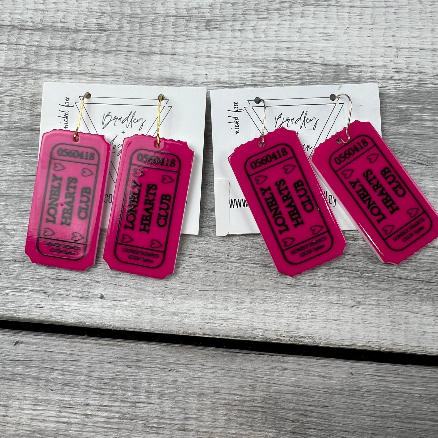 Lonely Hearts Club Ticket Earrings