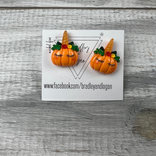 Unicorn Pumpkin Earrings (studs)