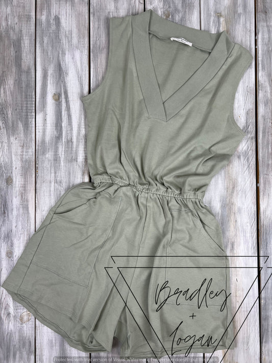 Sleeveless Romper with Pockets