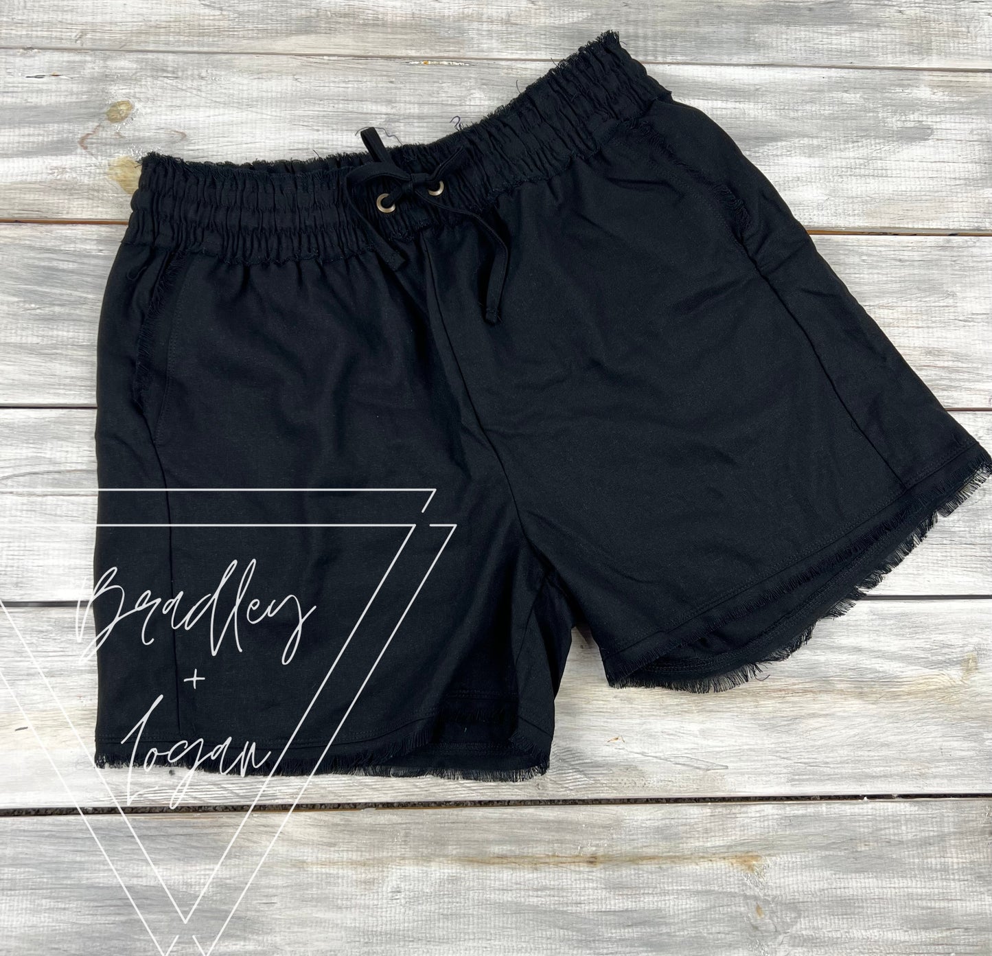 Frayed Hem Drawstring Shorts