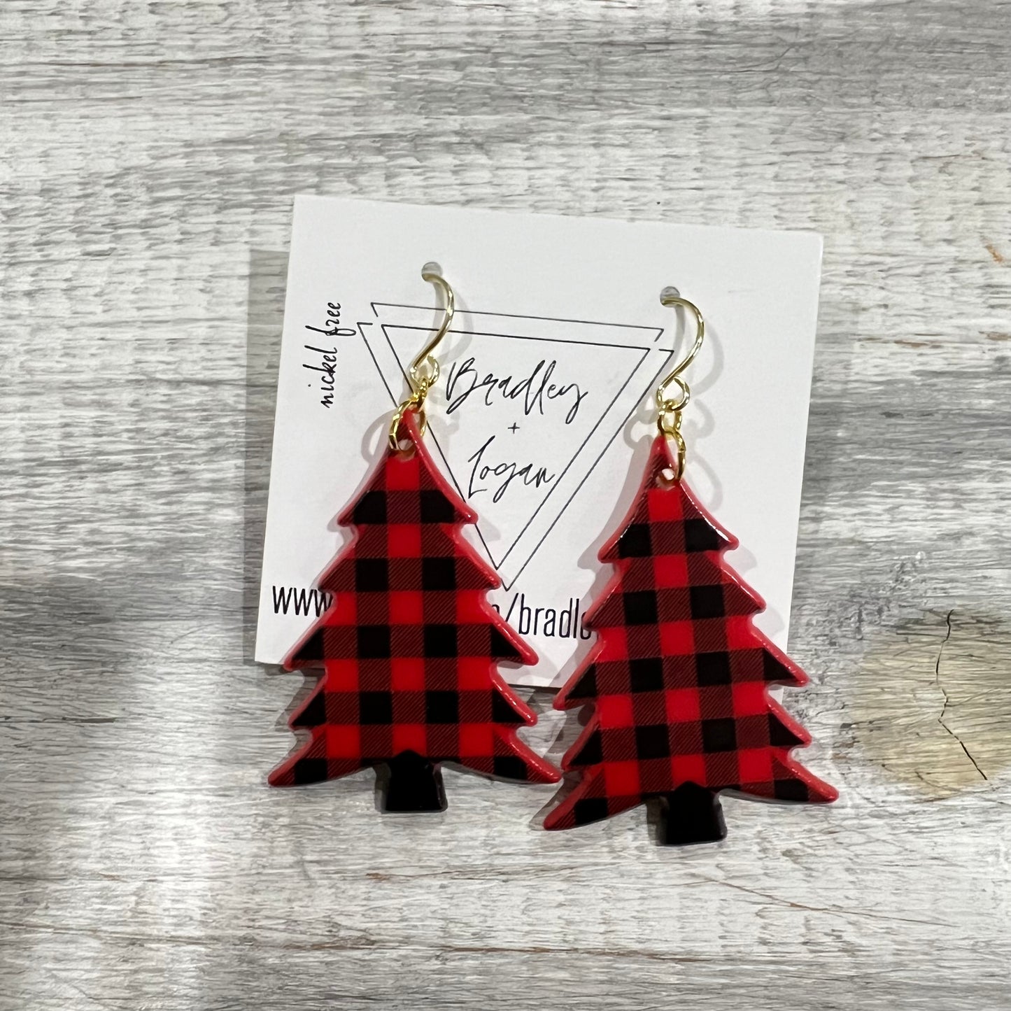 Buffalo Plaid Tree Earrings