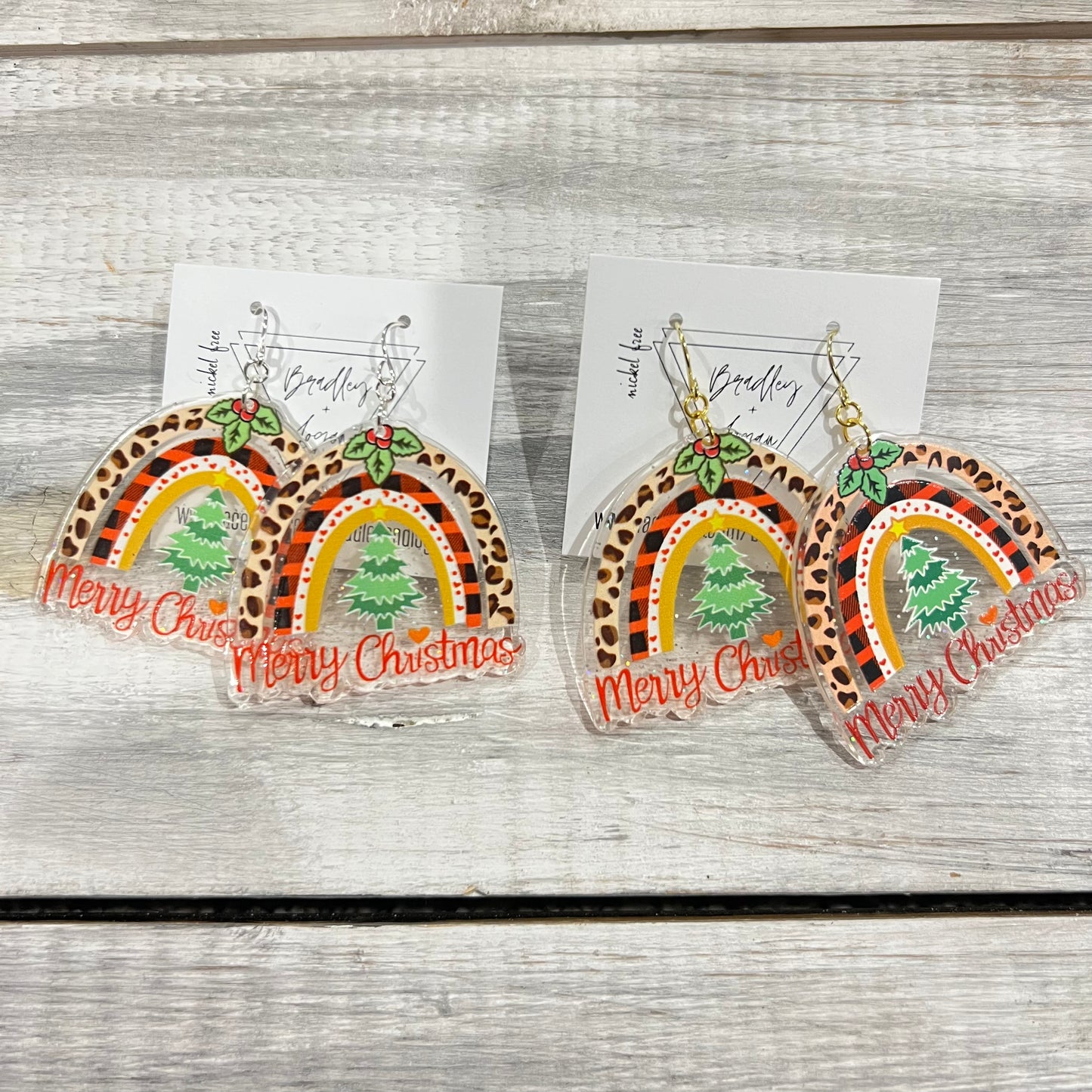 Merry Christmas Rainbows Earrings