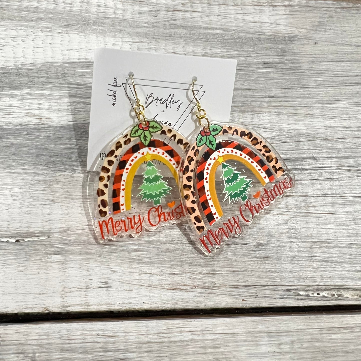 Merry Christmas Rainbows Earrings