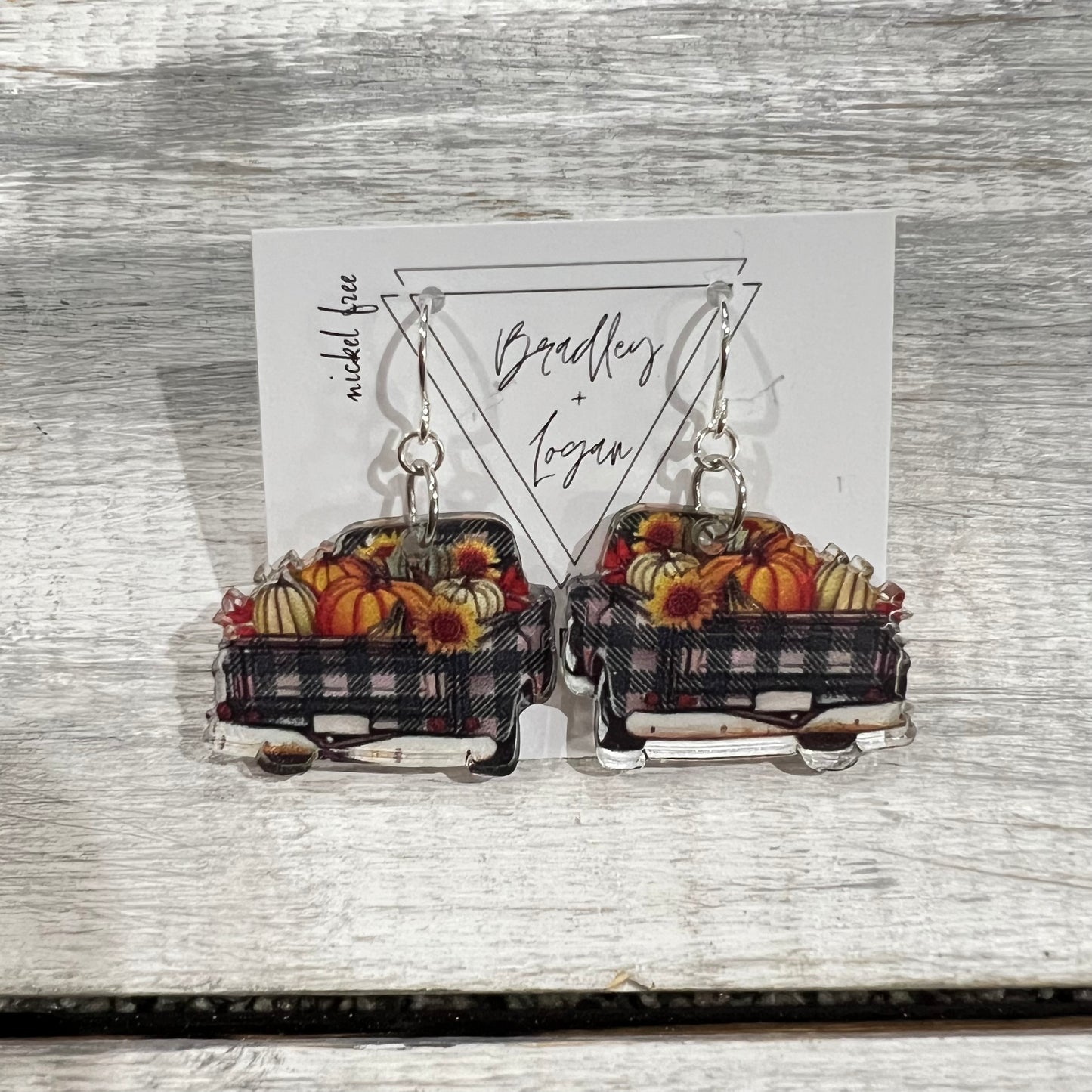 Fall Plaid Truck Earrings