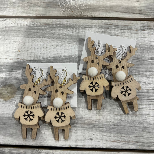 Reindeer in Sweater Earrings