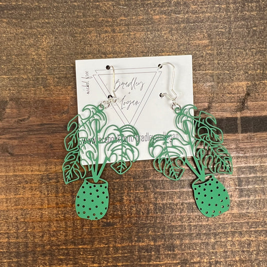 Monstera Plant Earrings