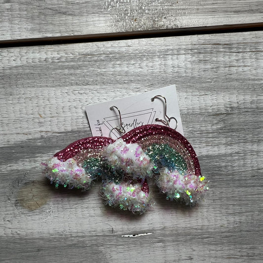 Pastel Glitter Rainbow Earrings