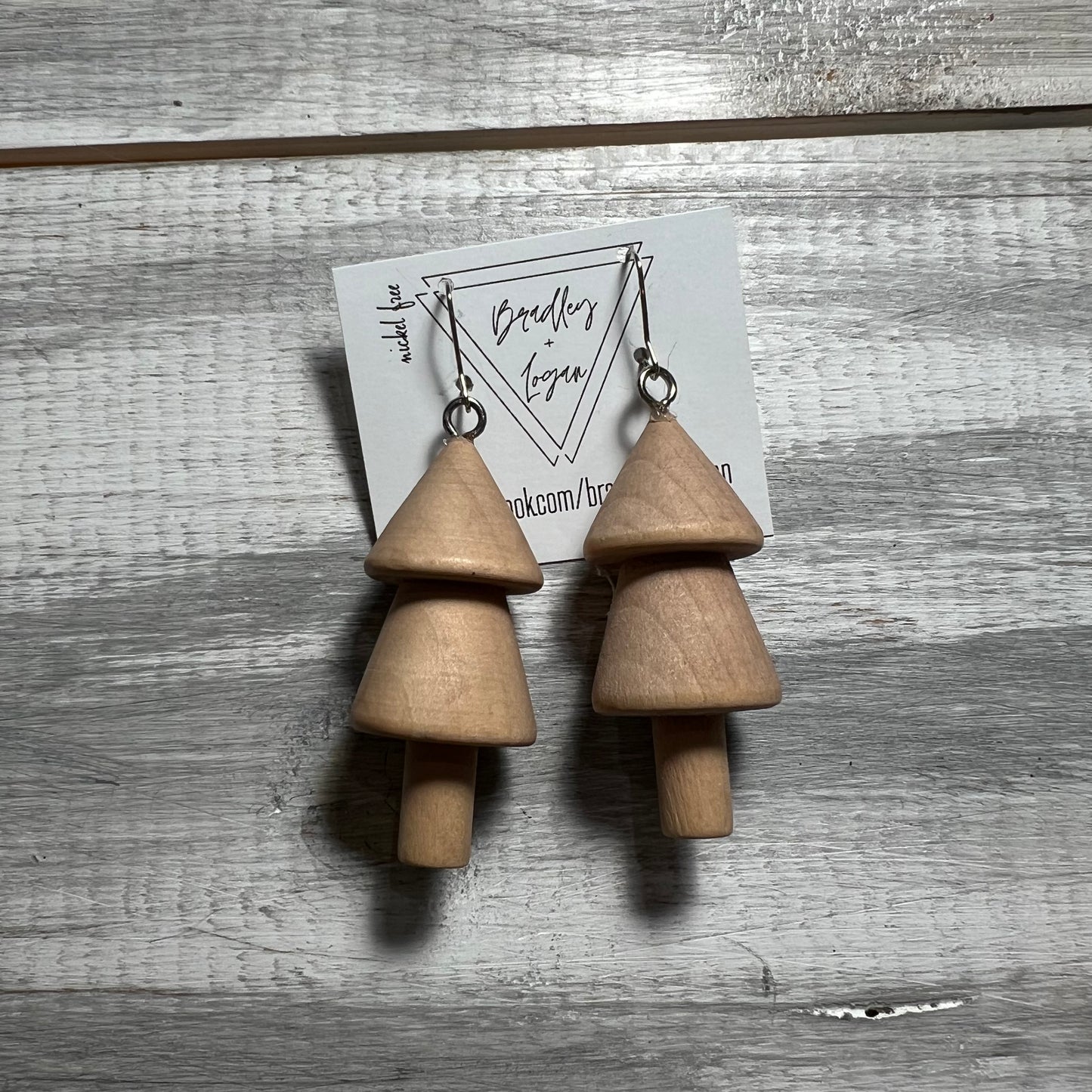 Wooden Christmas Tree Earrings