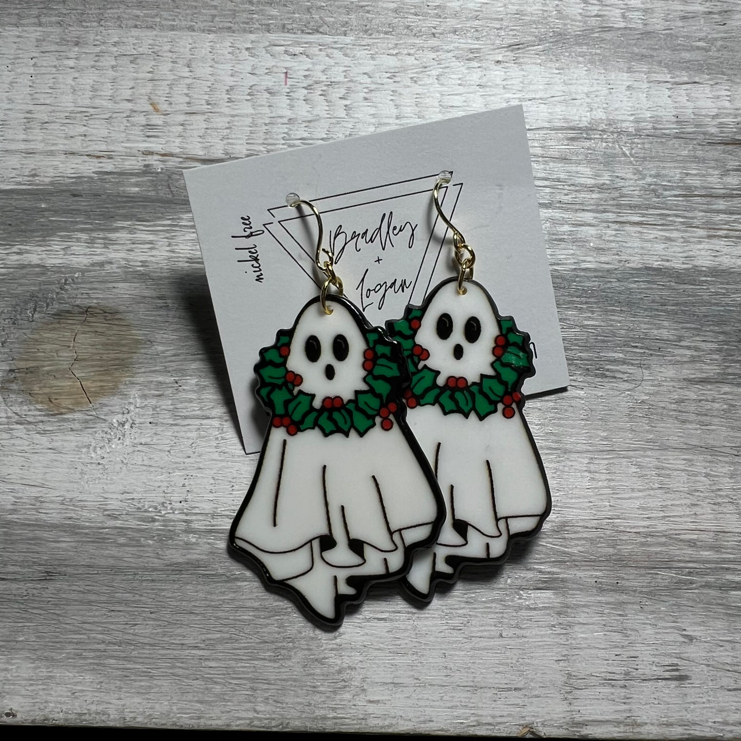 Ghost with a wreath Earrings