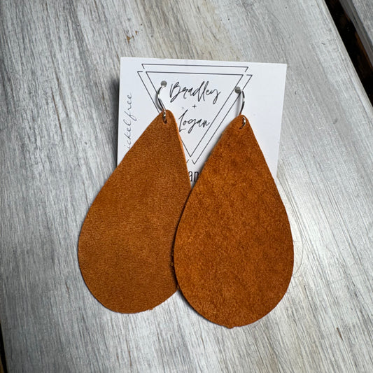 Rusty Orange Leather Earring Collection