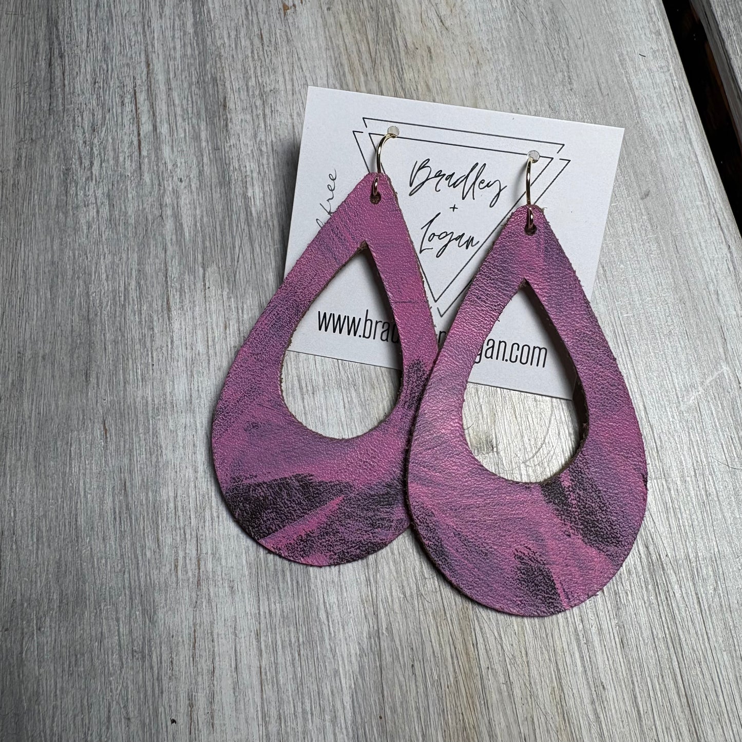 Pink Graffiti Style Leather Earring Collection