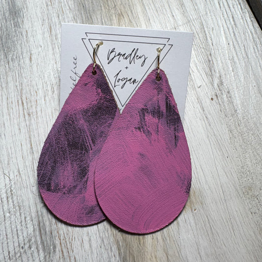 Pink Graffiti Style Leather Earring Collection