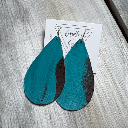 Turquoise Graffiti Style Leather Earring Collection