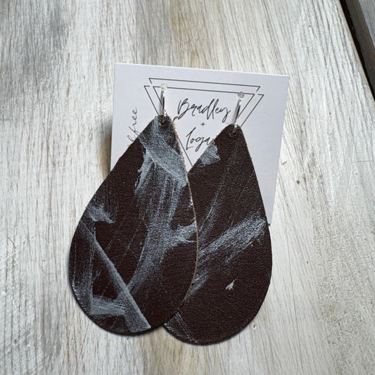 Silver Graffiti Style Leather Earring Collection
