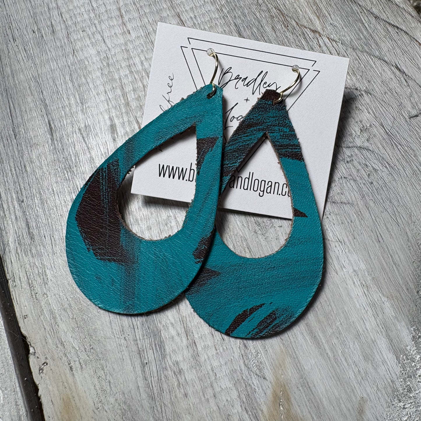 Turquoise Graffiti Style Leather Earring Collection