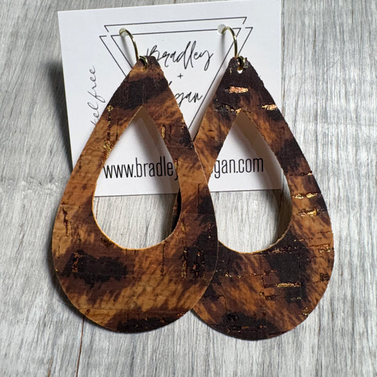 Brushed Leopard Cork Earring Collection - Large Size